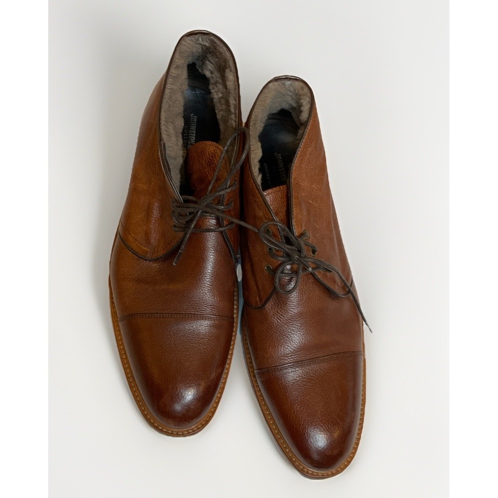 Johnston & Murphy Shearling Lined Boots Size 13 Cap Toe‎ Brown